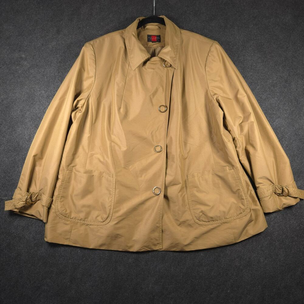 Gallery Woman Gold Raincoat Windbreaker 2X Asymmetric Front A Line Lightweight